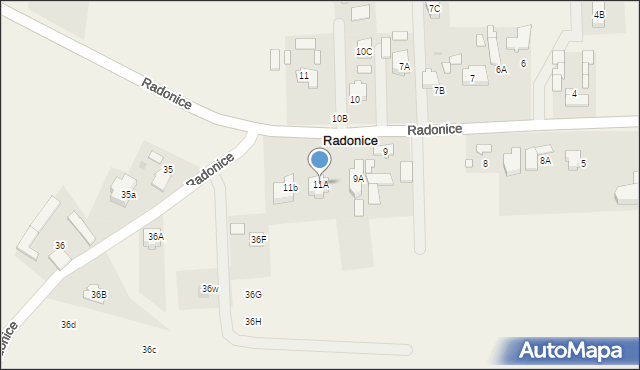 Radonice, Radonice, 11A, mapa Radonice