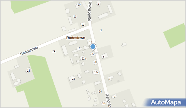 Radostowo, Radostowo, 22, mapa Radostowo