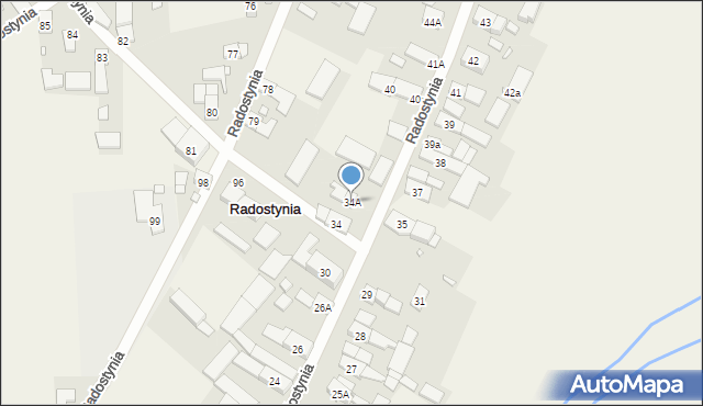 Radostynia, Radostynia, 34A, mapa Radostynia