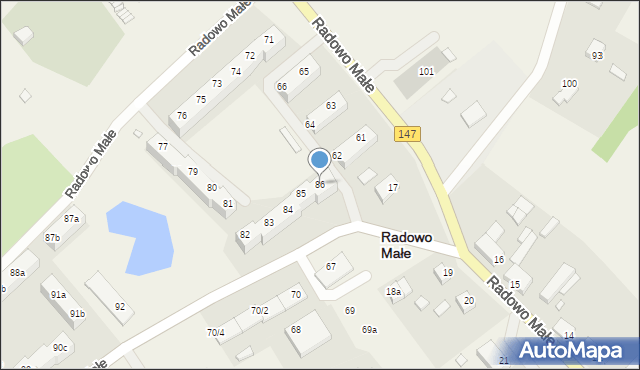 Radowo Małe, Radowo Małe, 86, mapa Radowo Małe