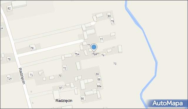 Radzięcin, Radzięcin, 74A, mapa Radzięcin