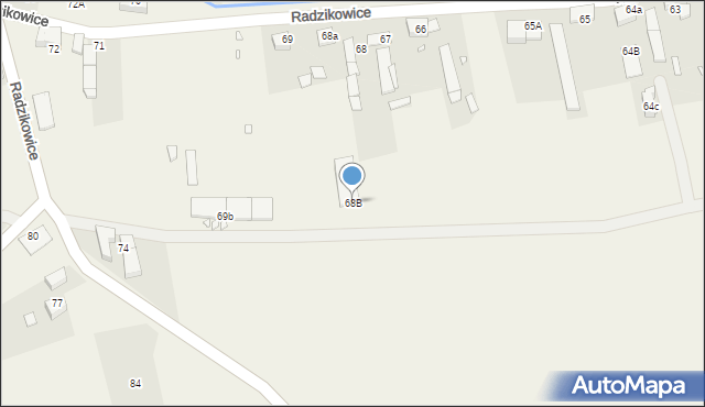 Radzikowice, Radzikowice, 68B, mapa Radzikowice