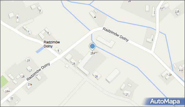 Radzimów, Radzimów Dolny, 26A, mapa Radzimów