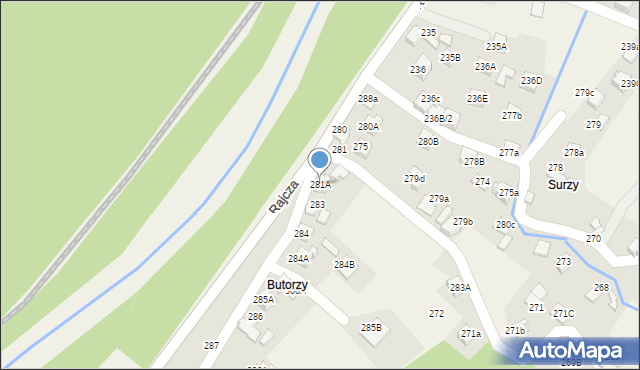 Rajcza, Rajcza, 281A, mapa Rajcza