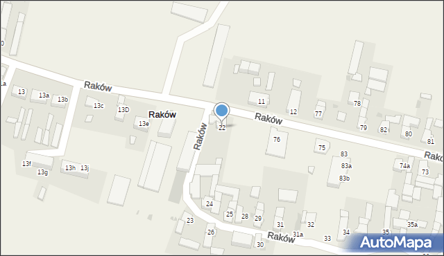 Raków, Raków, 22, mapa Raków