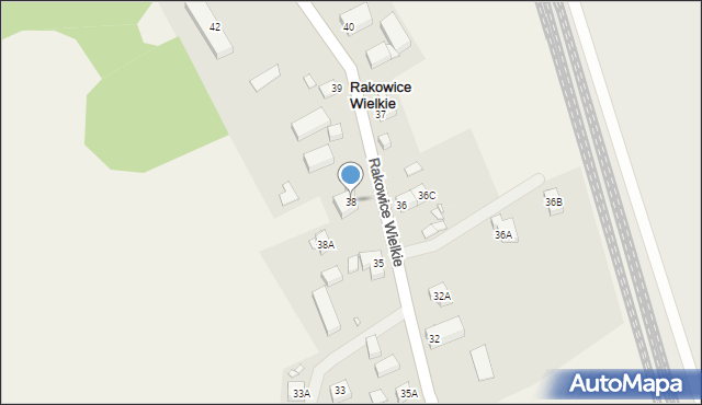 Rakowice Wielkie, Rakowice Wielkie, 38, mapa Rakowice Wielkie