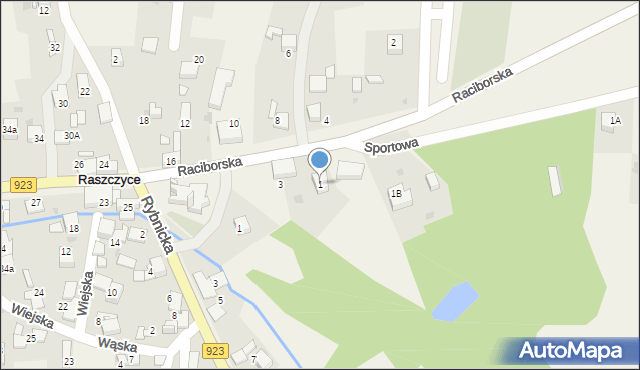 Raszczyce, Raciborska, 1, mapa Raszczyce