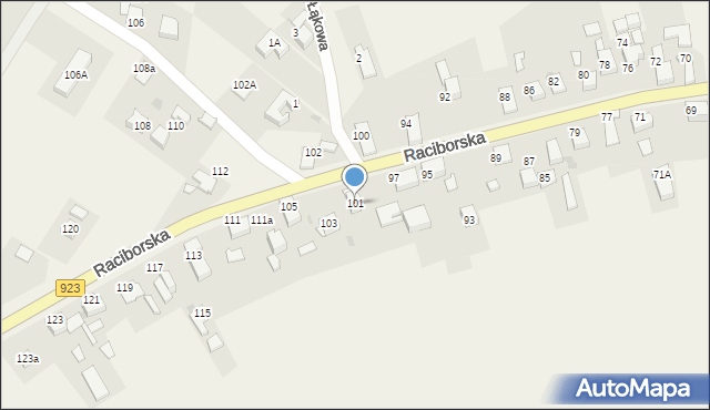 Raszczyce, Raciborska, 101, mapa Raszczyce