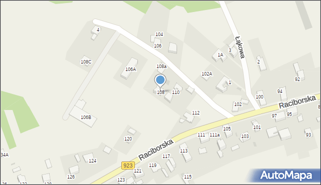 Raszczyce, Raciborska, 108, mapa Raszczyce