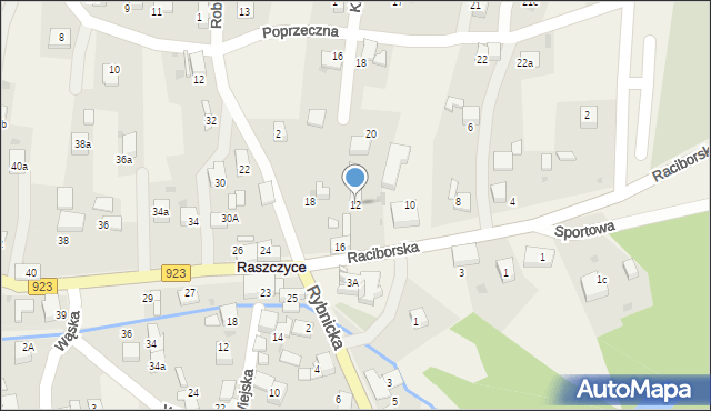 Raszczyce, Raciborska, 12, mapa Raszczyce