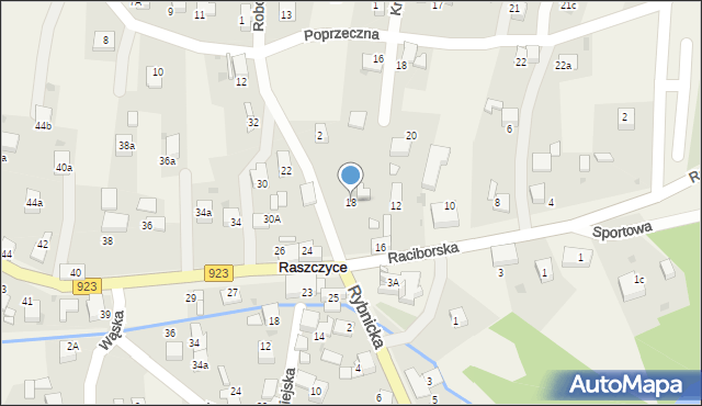 Raszczyce, Raciborska, 18, mapa Raszczyce