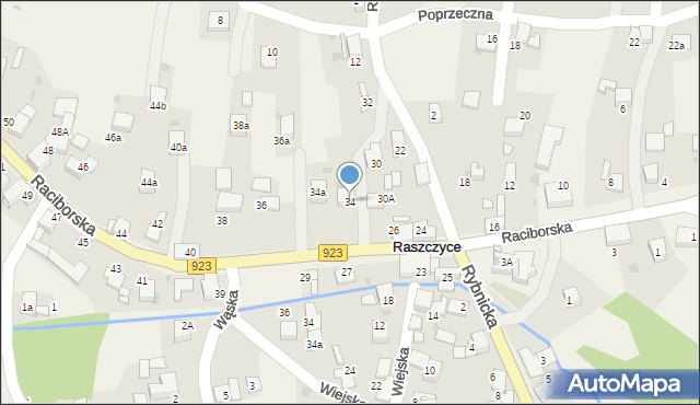 Raszczyce, Raciborska, 34, mapa Raszczyce