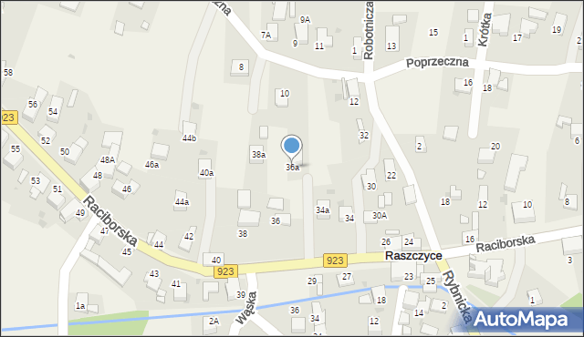 Raszczyce, Raciborska, 36a, mapa Raszczyce