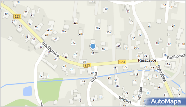 Raszczyce, Raciborska, 38, mapa Raszczyce