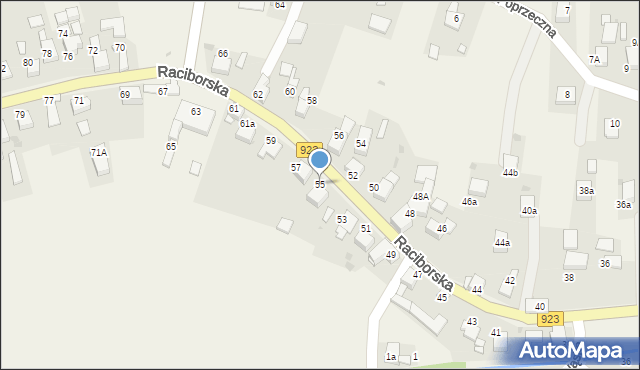 Raszczyce, Raciborska, 55, mapa Raszczyce