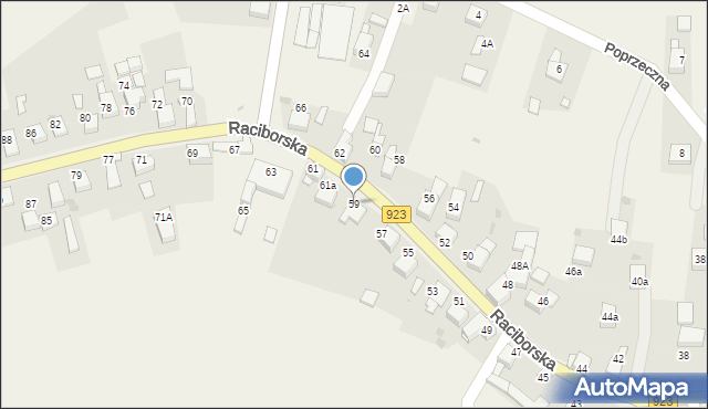 Raszczyce, Raciborska, 59, mapa Raszczyce