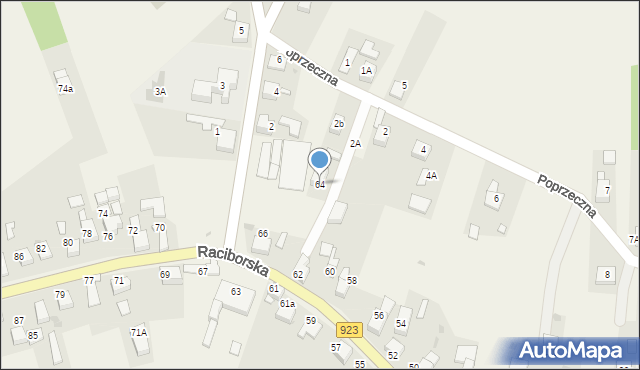 Raszczyce, Raciborska, 64, mapa Raszczyce