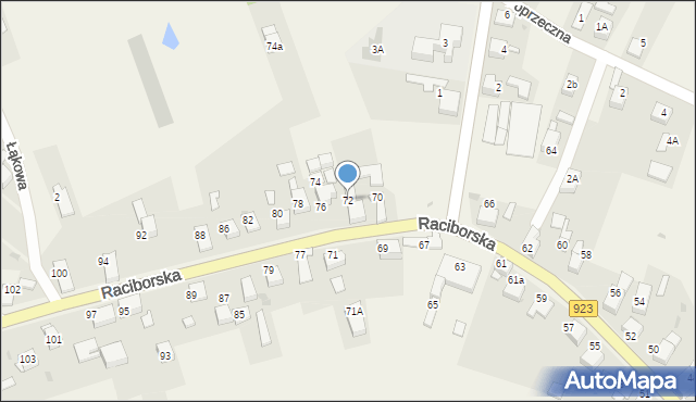 Raszczyce, Raciborska, 72, mapa Raszczyce