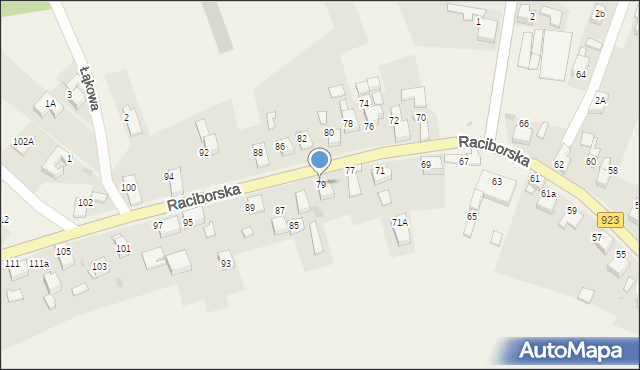 Raszczyce, Raciborska, 79, mapa Raszczyce