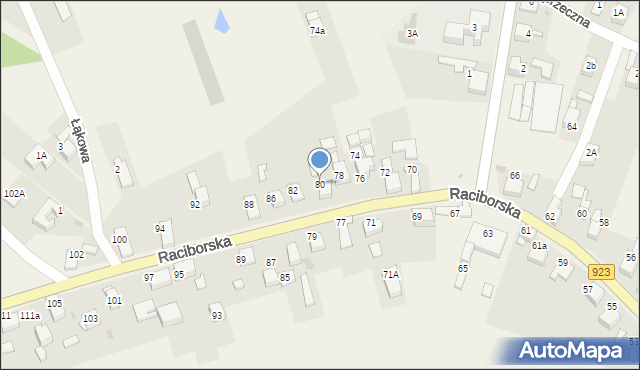 Raszczyce, Raciborska, 80, mapa Raszczyce