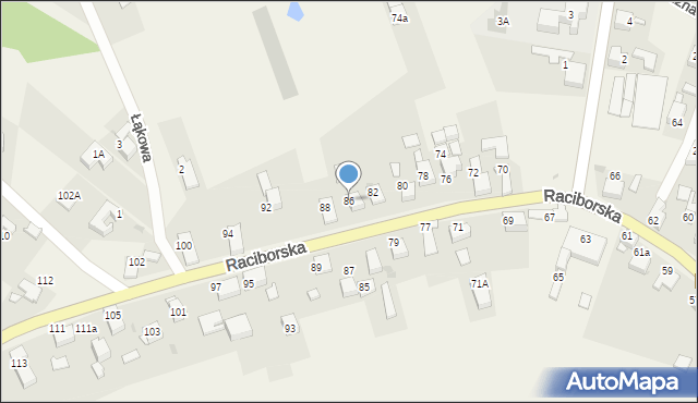 Raszczyce, Raciborska, 86, mapa Raszczyce