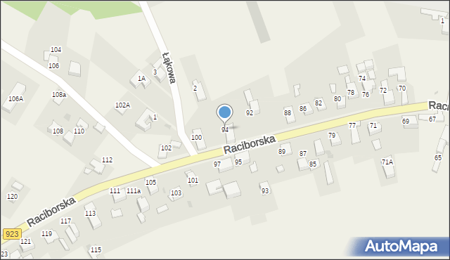 Raszczyce, Raciborska, 94, mapa Raszczyce