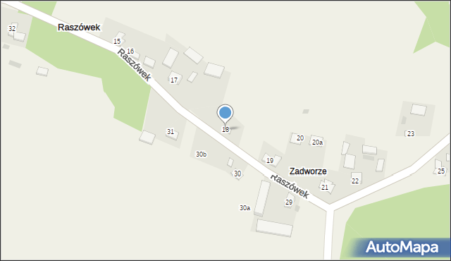 Raszówek, Raszówek, 18, mapa Raszówek