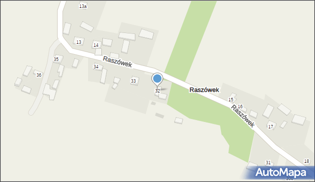 Raszówek, Raszówek, 32, mapa Raszówek