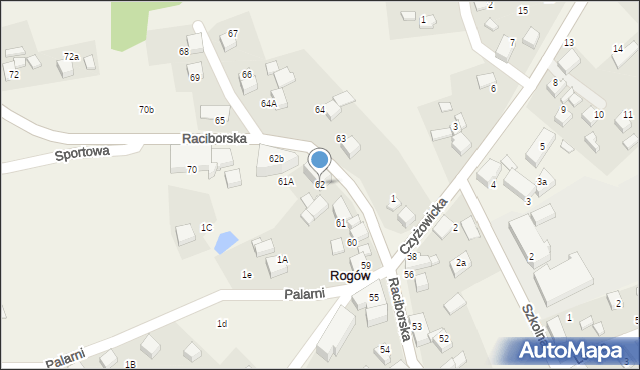 Rogów, Raciborska, 62, mapa Rogów