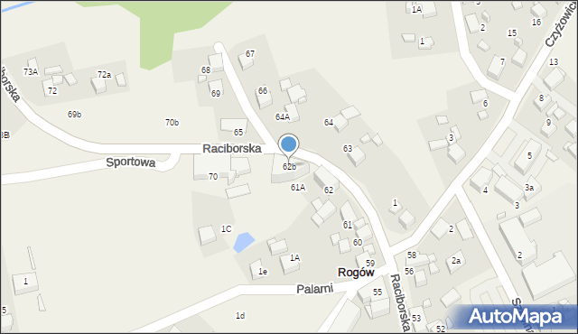 Rogów, Raciborska, 62b, mapa Rogów