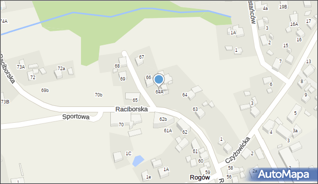 Rogów, Raciborska, 64A, mapa Rogów