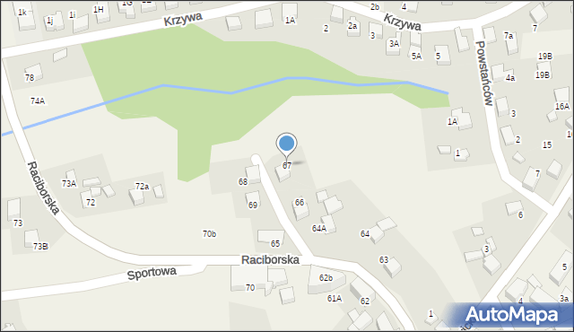 Rogów, Raciborska, 67, mapa Rogów
