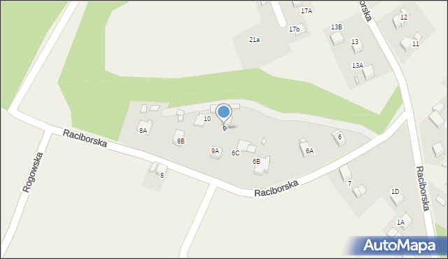 Rogów, Raciborska, 9, mapa Rogów