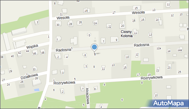 Rosanów, Radosna, 8, mapa Rosanów