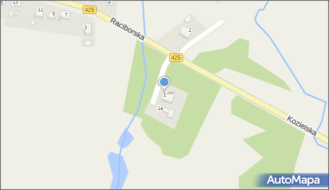 Ruda Kozielska, Raciborska, 1, mapa Ruda Kozielska