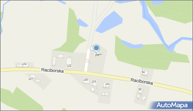 Ruda Kozielska, Raciborska, 100, mapa Ruda Kozielska