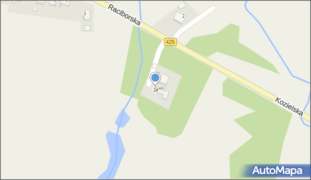 Ruda Kozielska, Raciborska, 1a, mapa Ruda Kozielska