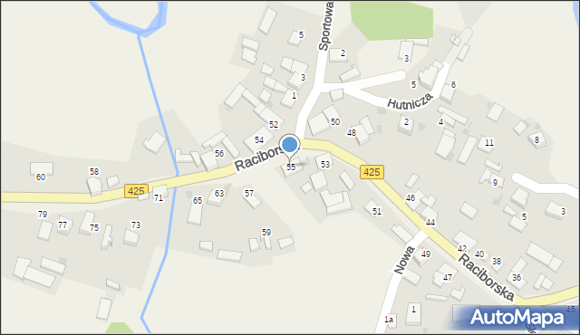 Ruda Kozielska, Raciborska, 55, mapa Ruda Kozielska