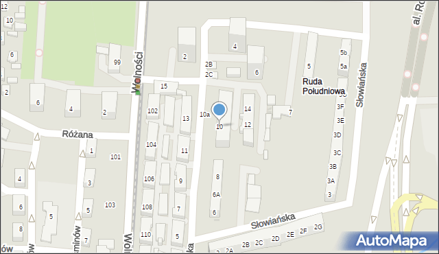Ruda Śląska, Raciborska, 10, mapa Rudy Śląskiej