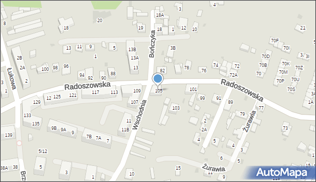 Ruda Śląska, Radoszowska, 105, mapa Rudy Śląskiej