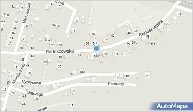 Ruda Śląska, Radoszowska, 59A, mapa Rudy Śląskiej