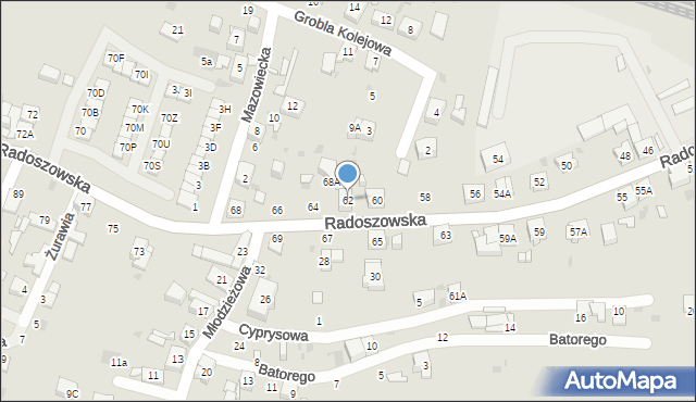Ruda Śląska, Radoszowska, 62, mapa Rudy Śląskiej