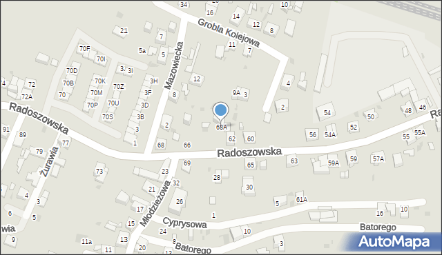 Ruda Śląska, Radoszowska, 68A, mapa Rudy Śląskiej