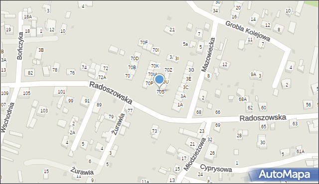 Ruda Śląska, Radoszowska, 70S, mapa Rudy Śląskiej