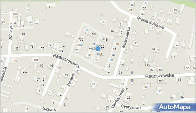 Ruda Śląska, Radoszowska, 70T, mapa Rudy Śląskiej