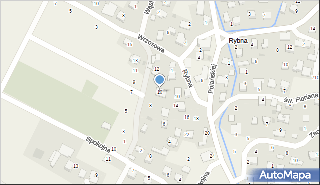 Rybna, Rajska, 10, mapa Rybna