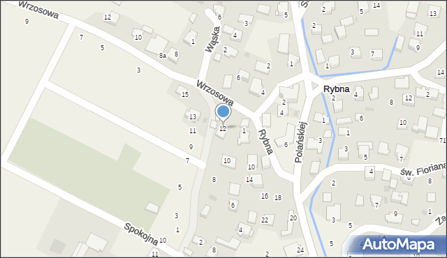 Rybna, Rajska, 12, mapa Rybna