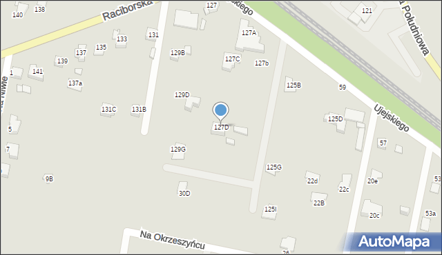 Rybnik, Raciborska, 127D, mapa Rybnika