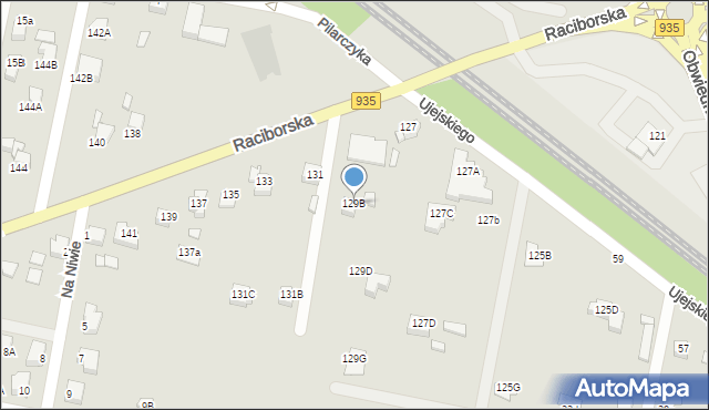 Rybnik, Raciborska, 129B, mapa Rybnika