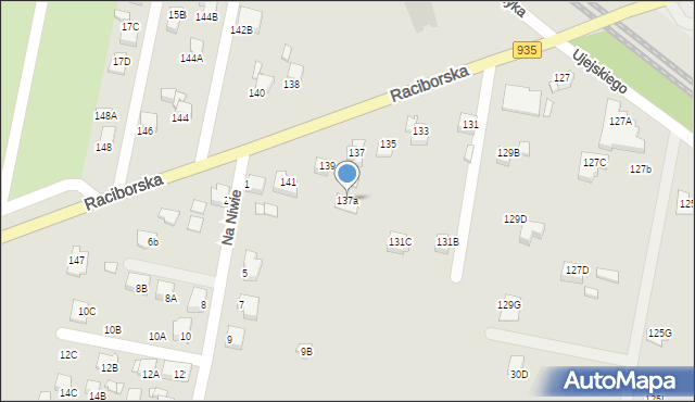 Rybnik, Raciborska, 137a, mapa Rybnika